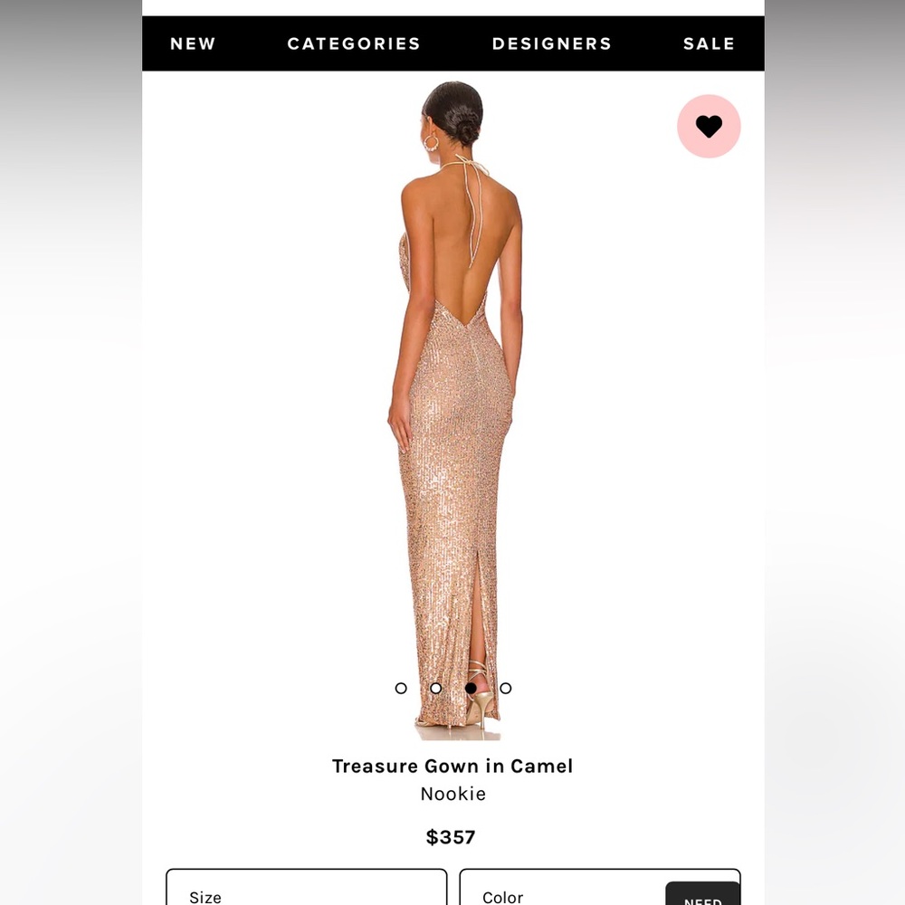 Revolve Nookie Treasure Gown S in Camel // Usually $357
